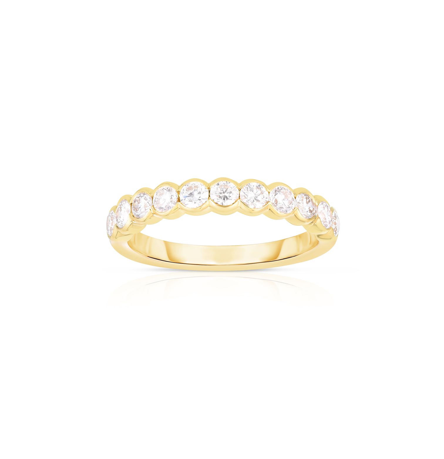 Women's Bezel Set Diamond Wedding Band in Yellow Gold